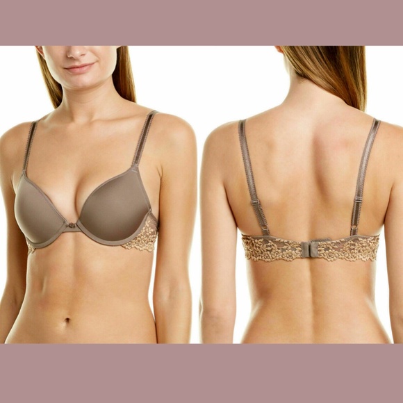 NWT $58 Wacoal [ 32D‎ US ] Embrace Lace Push-Up Bra in Mocha - Picture 3 of 14